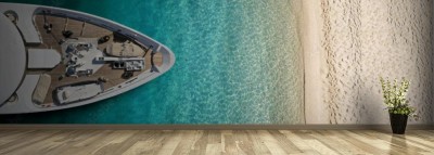 Fototapeta Jacht na turkusowej plaży