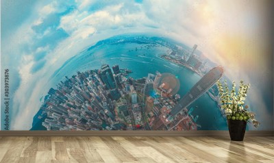 Fototapeta Widok architektury Hongkongu z dużego kąta