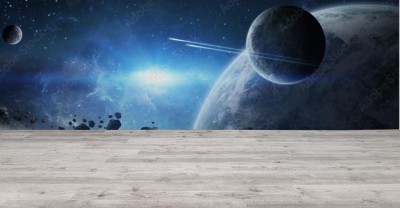 Fototapeta Panoramiczny widok planet w odległym układzie słonecznym