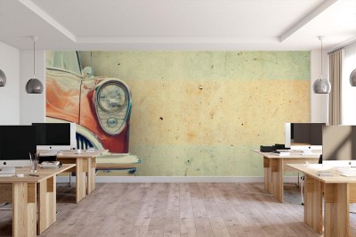 Fototapeta Reflektor starego pięknego samochodu na tle betonowej ściany