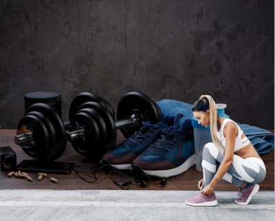 Fototapeta Różne przedmioty do fitnessu