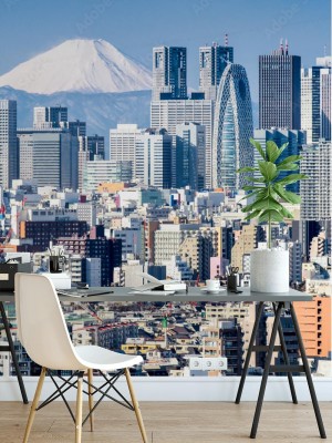Fototapeta Tokio w zimie z Fujiyama w tle