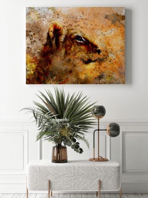 Obraz na płótnie Malowidło przedstawiające głowę młodej lwicy