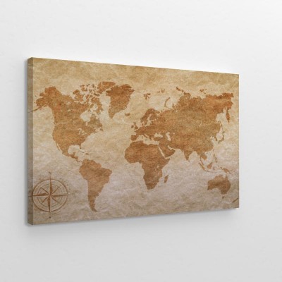 Obrazy do salonu Mapa Świata na starym papierze