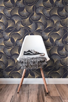 Fototapeta z gęstym wzorem liści miłorzębu