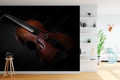 Fototapeta Vintage skrzypce na ciemnym tle