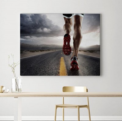 Obraz na płótnie Tło sportowe  Biegacz cieki biega na drogowym zbliżeniu na bucie