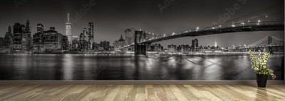 Fototapeta Panoramiczny czarno-biały widok drapaczy chmur w New York City