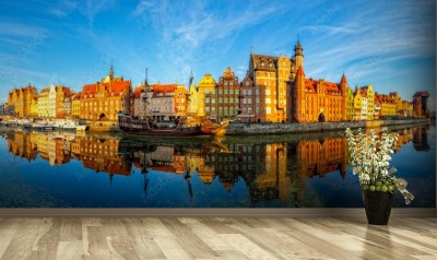 Fototapeta Brzeg rzeki z promenadą w Gdańsku