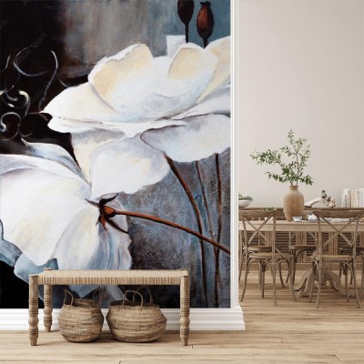 Fototapeta Modny wzór w białe kwiaty