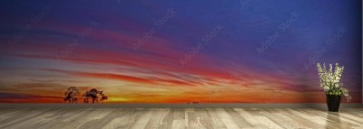 Fototapeta Oaza w promieniach zachodzącego słońca