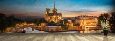 Fototapeta Panorama Paryża z widokiem na katedrę Notre Dame 