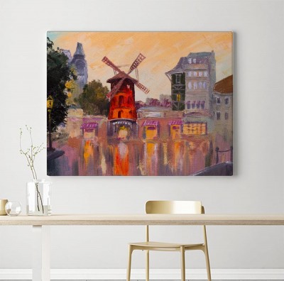 Obraz na płótnie Moulin Rouge, Paryż - stylizowany na obraz olejny