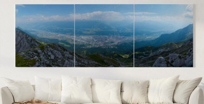 Obraz na płótnie Panorama miasta Innsbruk ze szczytu góry w słoneczny dzień