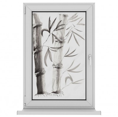 Folia na okno łazienkowe Bambus w sztuce orientu
