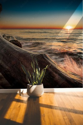 Fototapeta Cudowny zachód słońca na plaży