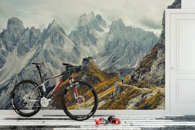 Fototapeta Skaliste szczyty zamglonych gór