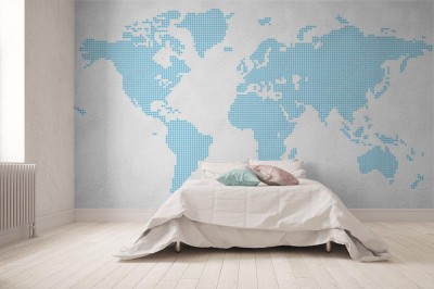 Fototapeta Tło mapy świata wykonane z okręgów lub kropek