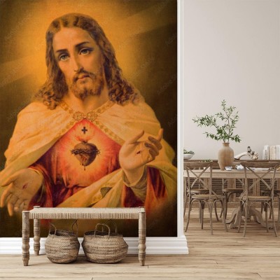 Fototapeta Typowy katolicki obraz serca Jezusa Chrystusa