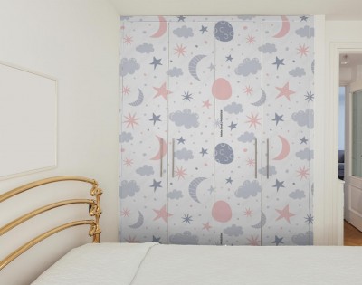 Naklejki na meble dziecięca w pastelowe gwiazdki, chmury i księżyc