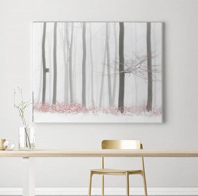 Obraz na płótnie z pięknym lasem pokrytym mgłą