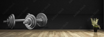 Fototapeta do siłowni - Dwa hantle na ciemnym tle