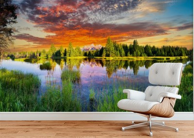 Fototapeta Krajobraz przepięknego nieba nad jeziorem