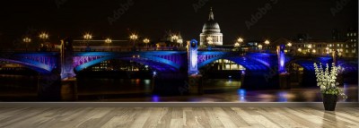 Fototapeta Panorama mostu Southwark w nocy