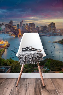 Fototapeta Romantyczne ujęcie portu miejskiego w Sydney 