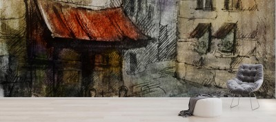 Fototapeta Malowidło francuskiej kawiarni na świeżym powietrzu