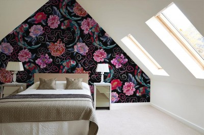 Tapeta Piękny modny japoński wzór w  kwiaty