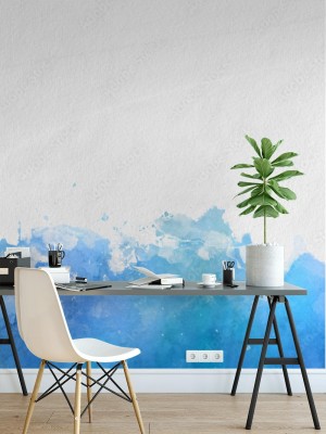 Fototapeta Kolorowe niebieskie farby akwarelowe