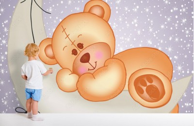 Fototapeta Miś śpi na księżycu