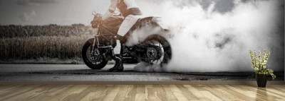 Fototapeta Palenie gumy na motorze