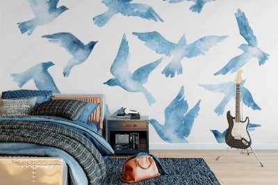 Fototapeta Ptaki w locie wykonane akwarelą