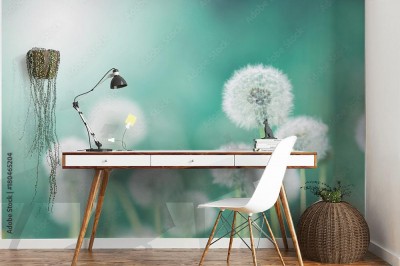 Fototapeta w odcieniach zielenie z motywem dmuchawca