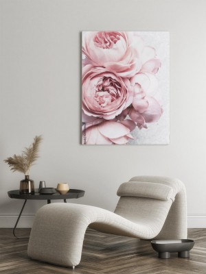 Obrazy do salonu Pudrowe kwiaty piwonii