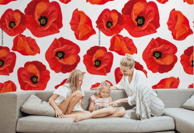 Fototapeta Red poppies on a white