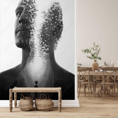 Fototapeta Artystyczna grafika wrysowana w portret