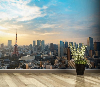 Fototapeta Panorama miasta Tokio wieczorem