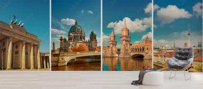 Fototapeta Zabytki Berlina, stonowany kolaż