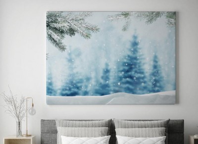 Obrazy do salonu Leśny krajobraz nawiązujący do świątecznej atmosfery