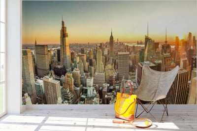 Fototapeta Horyzontalne ujęcie budynków Manhattanu w Nowym Jorku w 2019 roku