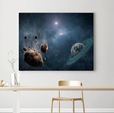 Obraz na płótnie Widok kosmosu z asteroidą