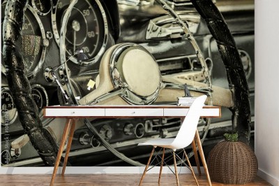 Fototapeta Kierownica klasycznego samochodu