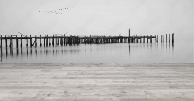 Fototapeta Molo w czerni i bieli