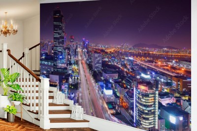 Fototapeta Seul, Korea Południowa Gangnam District Skyline