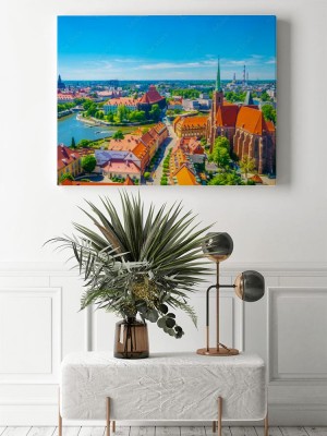 Obraz na płótnie Wrocław z kościołem Matki Bożej Piaskowej i kościołem Świętego Krzyża i św  Bartłomieja, Polska