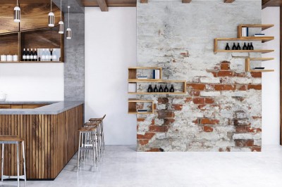 Fototapeta Biała ściana ze starej cegły