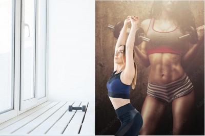 Fototapeta Młoda kobieta odbywa trening fitness